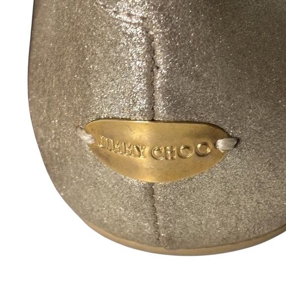 Jimmy Choo Crystal Embellished Cap Toe Ballet Flats Champagne Size 38.5 (8.5) - Picture 5 of 10